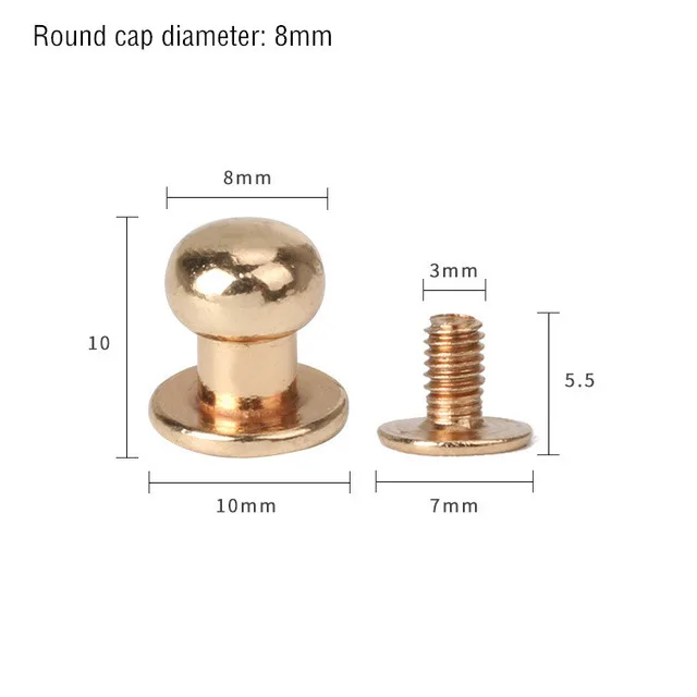Gold Monk Head 8mm 20-50 комплектов ручка из металлического сплава винтовые заклепки-шпильки поделки своими руками кожаный ремень ремешок для часов круглая голова монаха заклепки Шипы Декор пряжки для ногтей - Цвет: Gold Monk Head 8mm