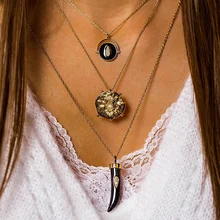 Трендовое многослойное ожерелье с подвеской в форме рога, женское золотое круглое ожерелье-чокер, массивное ювелирное изделие, Рождественский подарок N7054