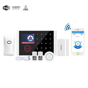 

Wireless Home Security WIFI GSM GPRS Multi-language Alarm System APP Remote Control With Auto Dial Motion Detector Sensor Burgla