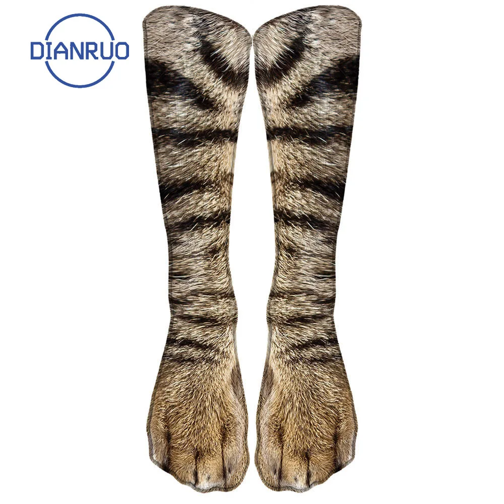 DIANRUO 3D животных следы лап носки унисекс нескользящих носочков мягкие