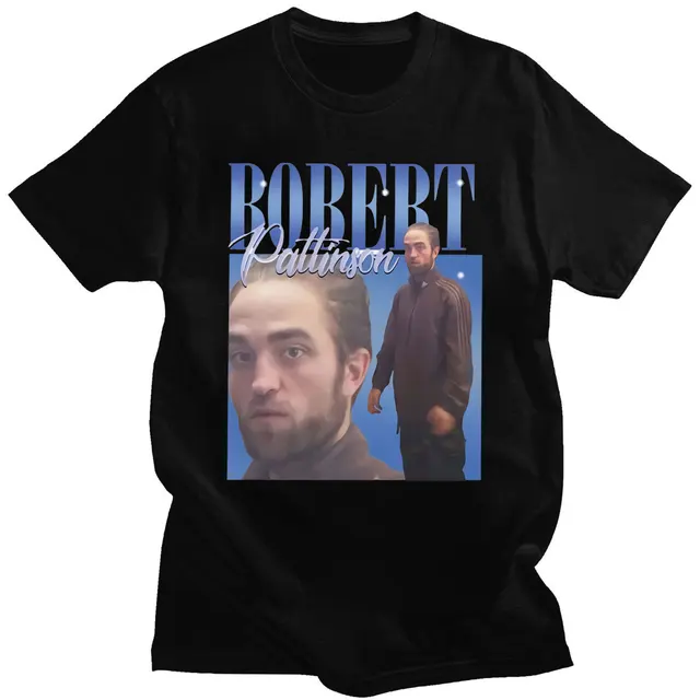 Robert Pattinson 90s Vintage Unisex Black Tshirt Men T Shirt Oversized Graphic T Shirts 100% Cotton T-shirt Man Woman Tees Tops Black