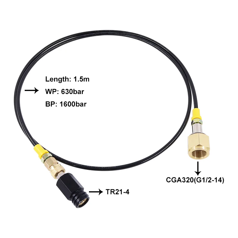 CGA320 1.5m细高压黑管接黑色粗牙接头 SDC119