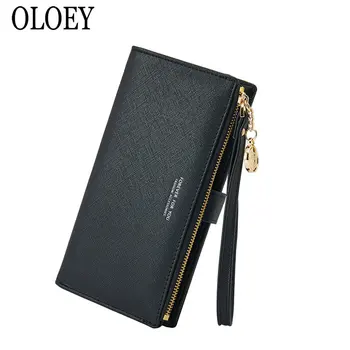 

OLOEY 2019 New large capacity Clutch Cross pattern Fashion card position Cell Phone Bag Women Korean version Long PU Leather Bag