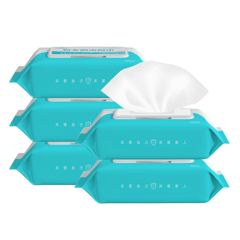 

50pcs/box Disinfection Antiseptic Pads Alcohol Swabs Wet Wipes Skin Cleaning Care Sterilization First Aid Cleaning Tissue Box