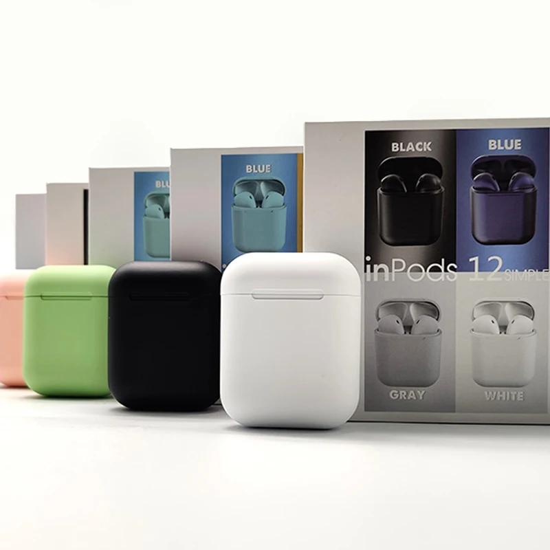 Inpods 12 ярких цветов беспроводные Bluetooth наушники матовая текстура сенсорное управление спортивные наушники HIFI умные настоящие стерео наушники