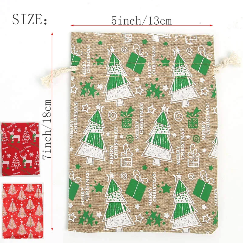 50Pcs Holiday Gift Jewelry Bag 13* 18Cm Imitation Drawstring Bag Christmas Decoration Gift Bundle