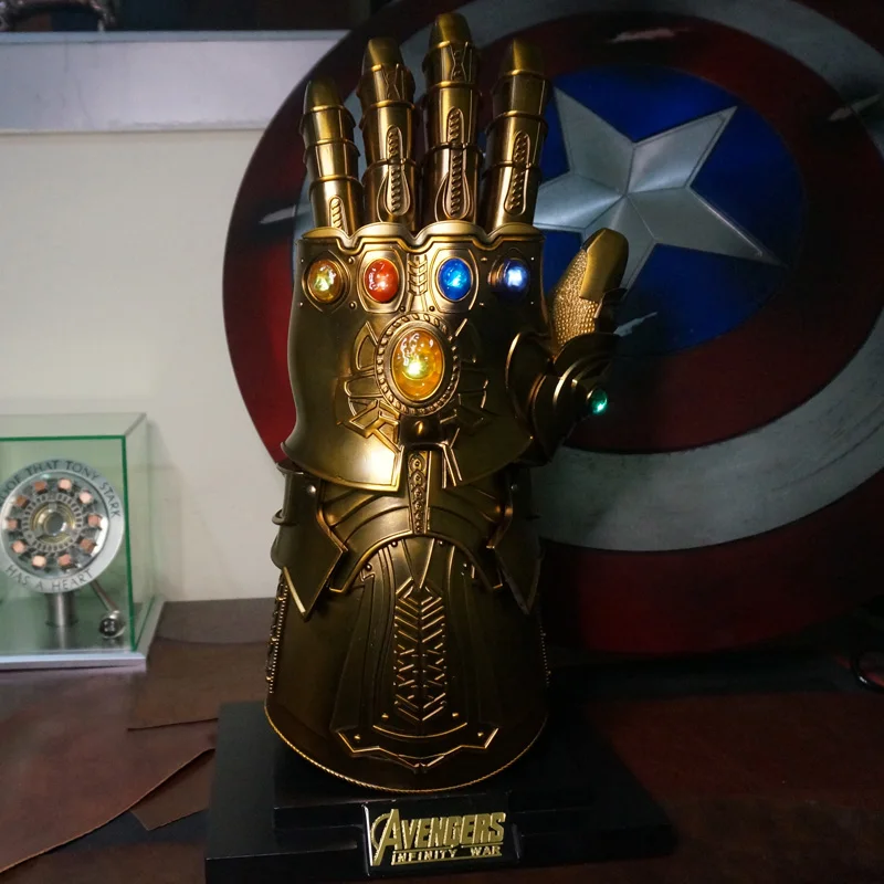 HCMY Thanos Infinity Gauntlet полный металл 1:1 носимые перчатки для косплея статуя W/подставка База Светодиодный