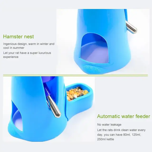Hamster Drinker Feeder Automatic Kettle Three-in-one Feed Water Supplies Drinking Water Mini Bowl Pot Holder Water Bottle Small 3