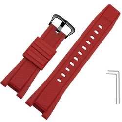 Durable Waterproof Silicone Watchband - Premium Rubber Strap - 26mm - 14mm (Red - black A)