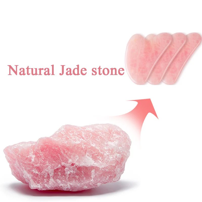 Natural Rose Quartz Jade Guasha Scraper Board Massager for Face Body Gouache Scraper Skin Lifting Wrinkle Remover Beauty Care