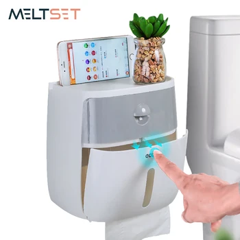 

Double layer Tissue Box Holder Wall Mounted Tissue Dispenser with Drawer Toilet Paper Box Waterproof Bathroom Storage Rack