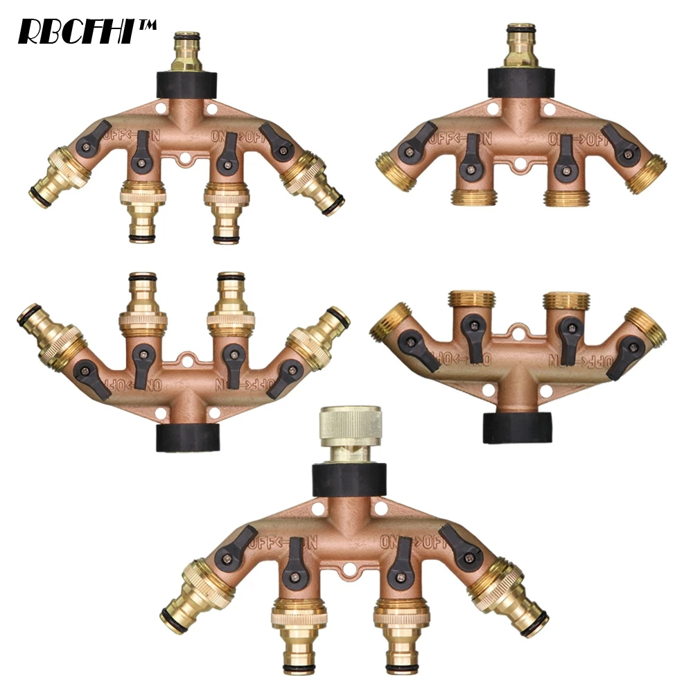 BSPNPTBrassGardenHoseFaucet4WaySplitterAdapter34Thread