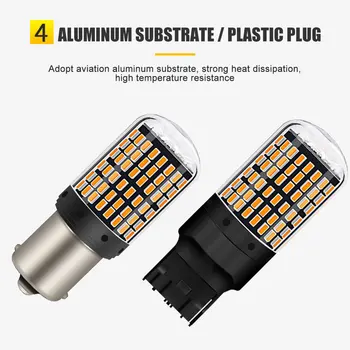 

1PC 144LED yellow Light car turn signal flash T20/1156 right-angle