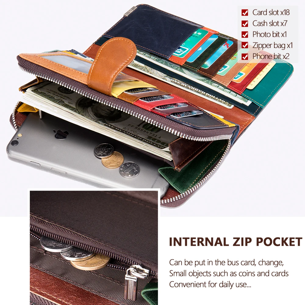 WESTAL - محفظة جلدية نسائية ملونة، مزودة بجيب للعم...