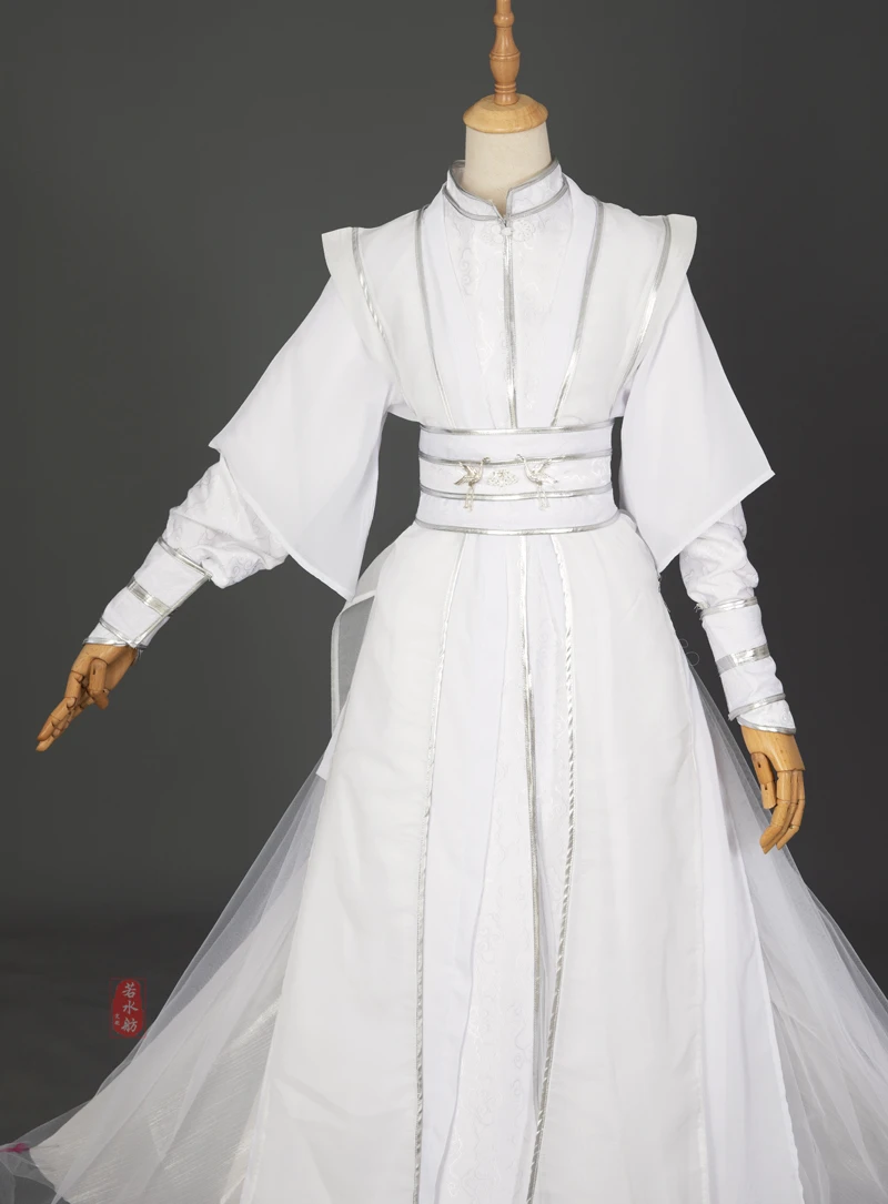 Men Hanfu White Dress Chinese style knight pity Chu Wanning cosplay party costume stage performance clothes