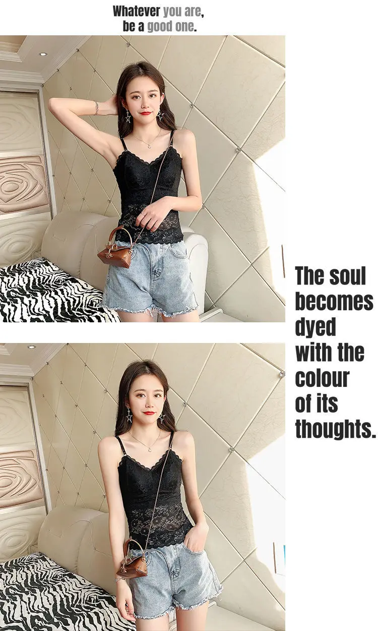 Description Picture 6 of itemLace Crop Top Sexy Lingerie Camisole Bralette Crop Top Y2k Black White Sleep Tops Strap Padded Camis Undershirt Women Fashion