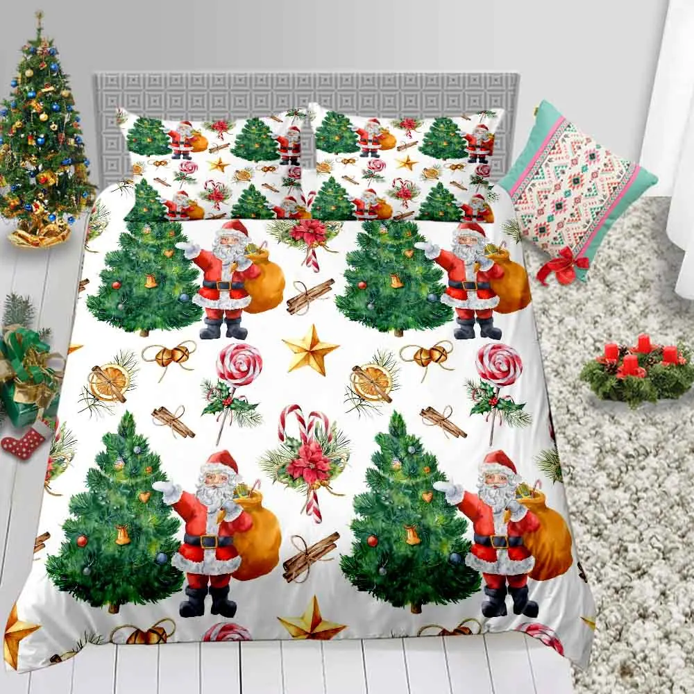 Постельные принадлежности для стеганых одеял, комплекты Рождественский подарок для детей с Санта Клаус олень покрывало костюм 2/3 предмета в комплекте с наволочка пододеяльник набор - Цвет: 7