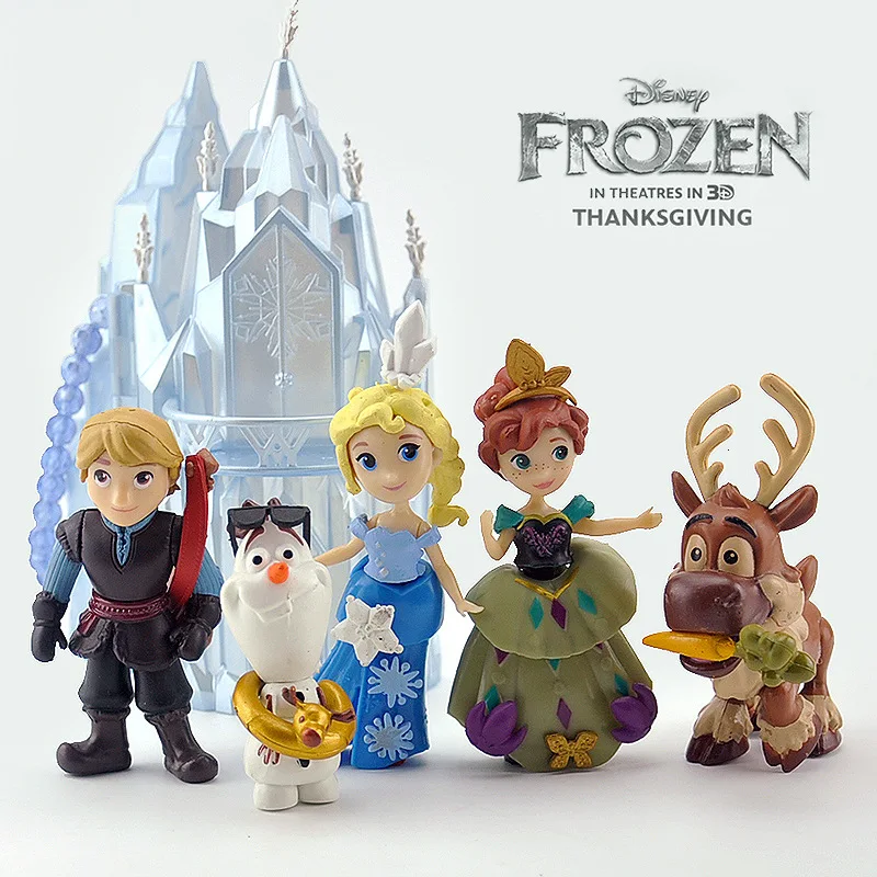 6 шт./компл. Disney Frozen принцесса Анна Эльза Олаф Свен замок Ледяной дворец престол