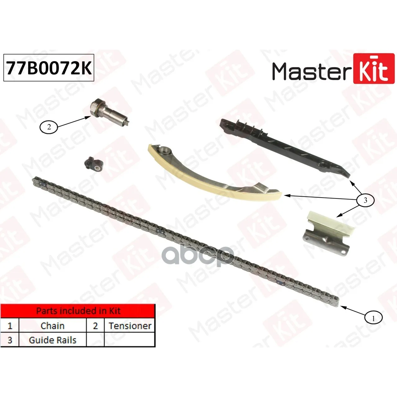 Комплект Цепи Грм Opel Vectra С/Zafira B Z22se,Z22yh 02- 77b0072k MasterKit арт. 77B0072K
