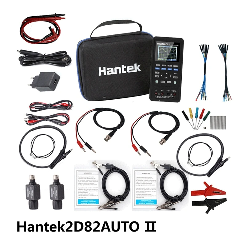 Hantek 2d82 Авто 4 в 1 Hantek 2 канала 80 МГц цифровой осциллограф+ источник сигнала+ Автомобильный диагностический+ USB мультиметр - Цвет: Hantek2D82AUTOII