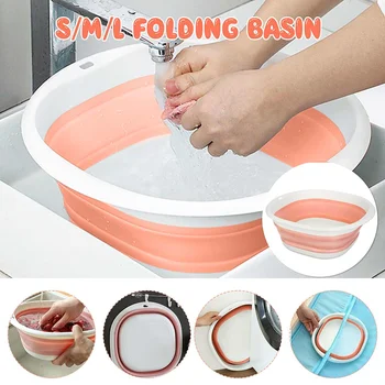 

Portable Folding Wash Basin Household Plastic Laundry Tub Bathroom Kitchen Washing Accessories Travel Camping Folding Basin