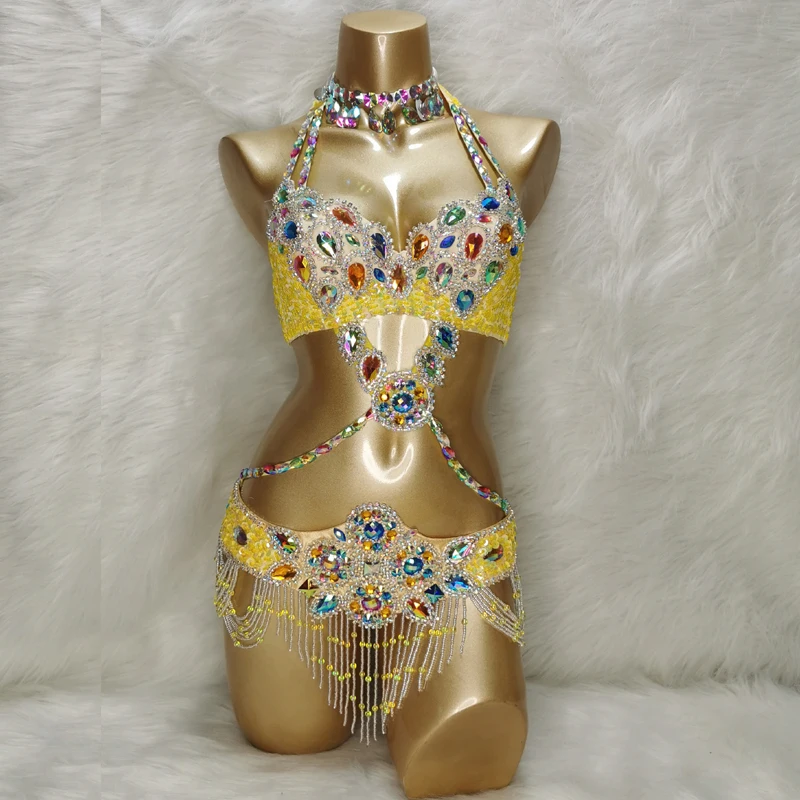 2021 Professional Belly Dance Clothing for Indian Performance Outfits Bollywood Dancer Costumes Sequined | Тематическая одежда и