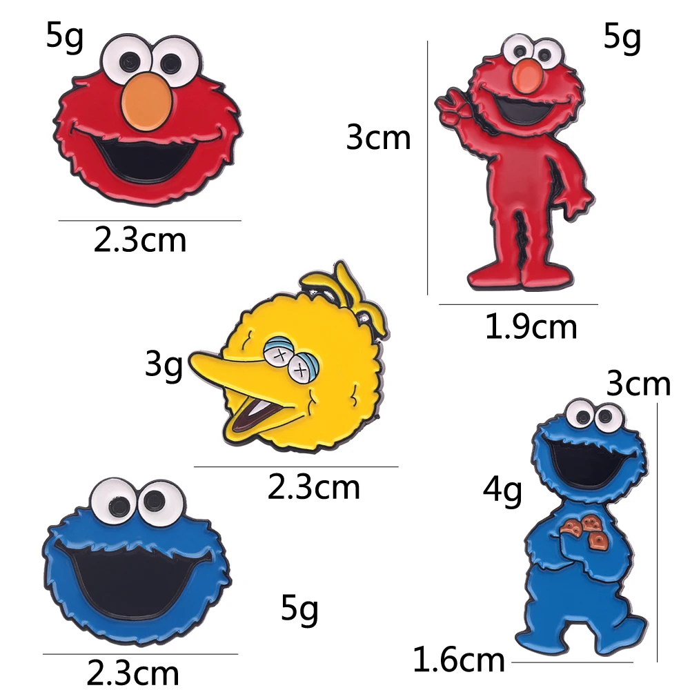 Улица Сезам брошь Elmo на булавке большая птица брошь печенье монстр нагрудные булавки для детской одежды DIY наклейки детская футболка симпатичный значок