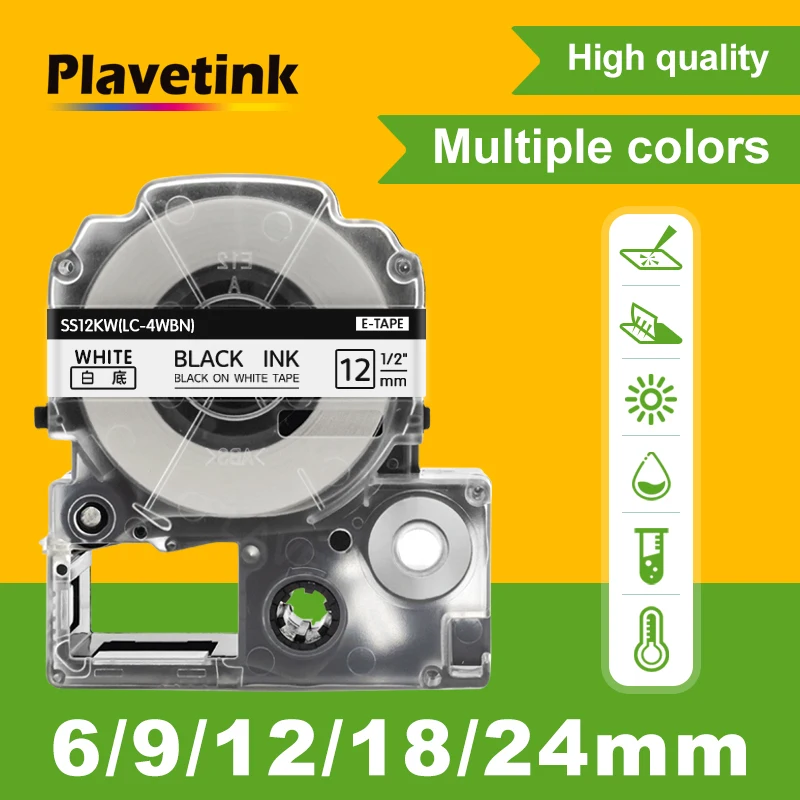 Plavetink SS12KW Tape 12mm Compatible for Epson Labelworks lw400 ...