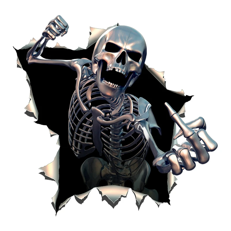 

DAWASARU Metal Angry Skeleton Skull Skeleton with Beard Premium Funny Auto Sticker Decals Custom Waterproof Car Sticker 15x15cm
