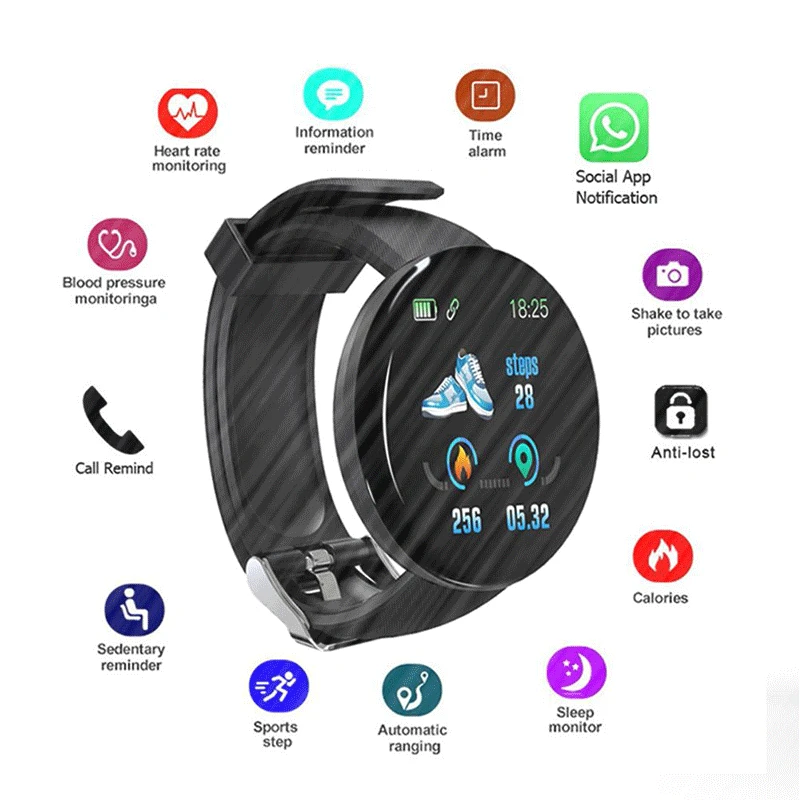 

Fashion Smart Watch Men Women Blood Pressure Round Smartwatch Waterproof Sport Smart Watch Clock Fitness Tracker for Android Ios