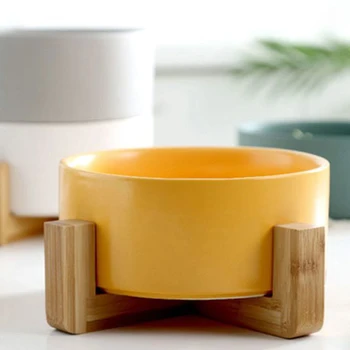 

Creative Salad Bowl With Stand Instant Noodle & Soups Bowl Western-style Fruit & Dessert Bowl with Wooden Frame 5 Colors