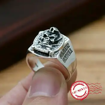

S925 sterling silver men's ring jewelry handmade retro classic style simple pirate skull shape 2018 new gift to send lover