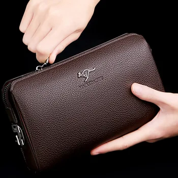 

Kangaroo New Combination Lock Men's Handbag Leather Large Capacity Soft Leather Men Clutch Bag Men Clutch Bag Business Briefcase