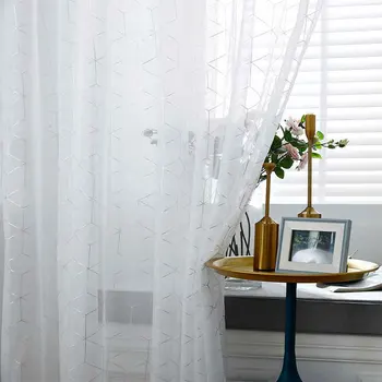 

Window Curtain See Through Tulle Romantic Vibe Geometric Living Room Shade Metallic Trellis Panel Hotel Modern Drape For Bedroom
