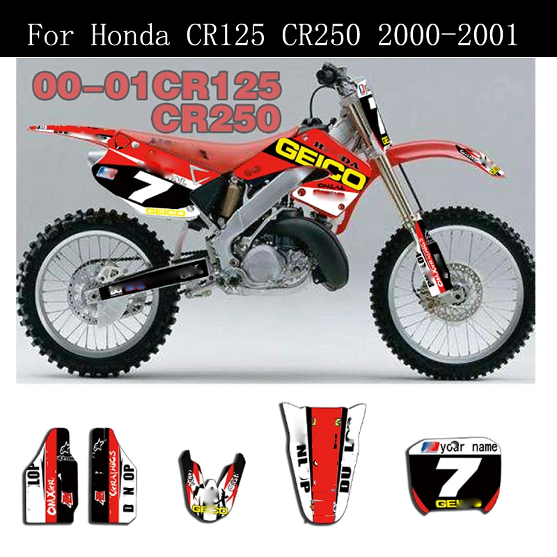 

2000-2001 CR 125 250 Free Custom Team Graphics Backgrounds Decals 3M Stickers Kit Dirt Bike For Honda CR125 CR250 2000 2001