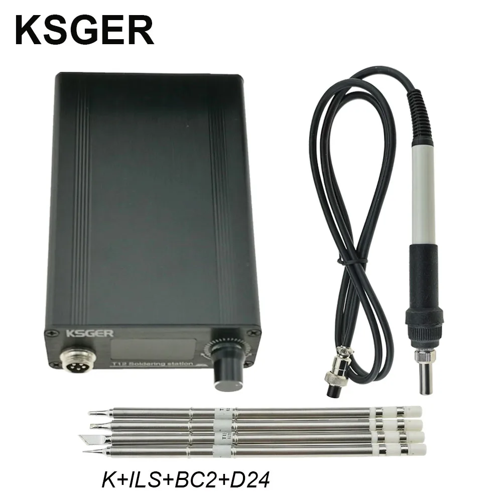 Set 4 KSGER T12 паяльная станция AC/DC T12 железные наконечники STM32 OLED V2.0 Электрический контроллер алюминиевый сплав DIY наборы сварочные инструменты 907 - Цвет: Set 4