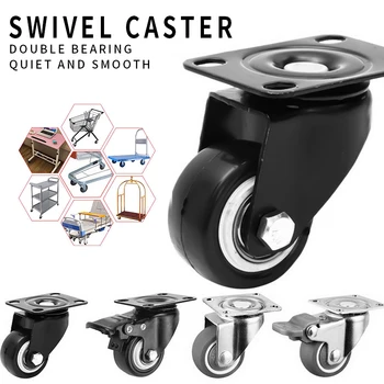 

4pcs Furniture Casters Wheels 1inch/1.5inch Soft Rubber Swivel Caster Silver Roller Wheel For Platform Trolley Chair Accessori