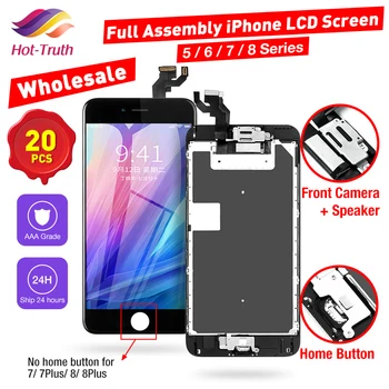 

20 pcs/ Lot Full set screen For iPhone 5 5s SE 6G 6S plus 7 8 Plus Screen LCD Display Complete +Home Button Front Camera Speaker