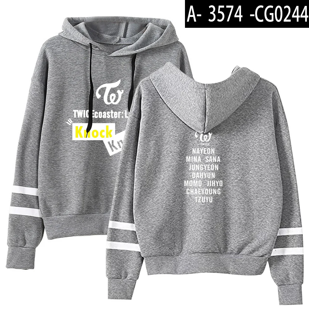 TWICE Kpop осенний женский свитер Повседневный пуловер с длинными рукавами и круглым вырезом джемпер толстовки кофты Топы для отдыха sudaderas mujer - Цвет: gray