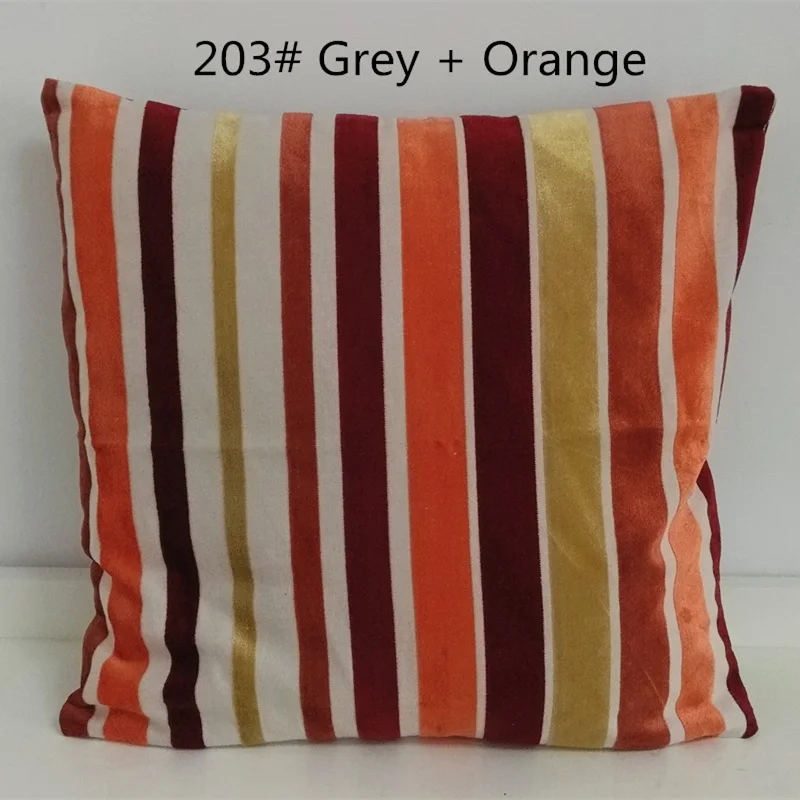 Модная цветная полосатая хлопковая, вискозная, бархатная, замшевая ткань, наволочка для подушки для стула, дивана, домашний декор, 45x45 см, Подушка 30/40/50/60 - Цвет: Orange Double side