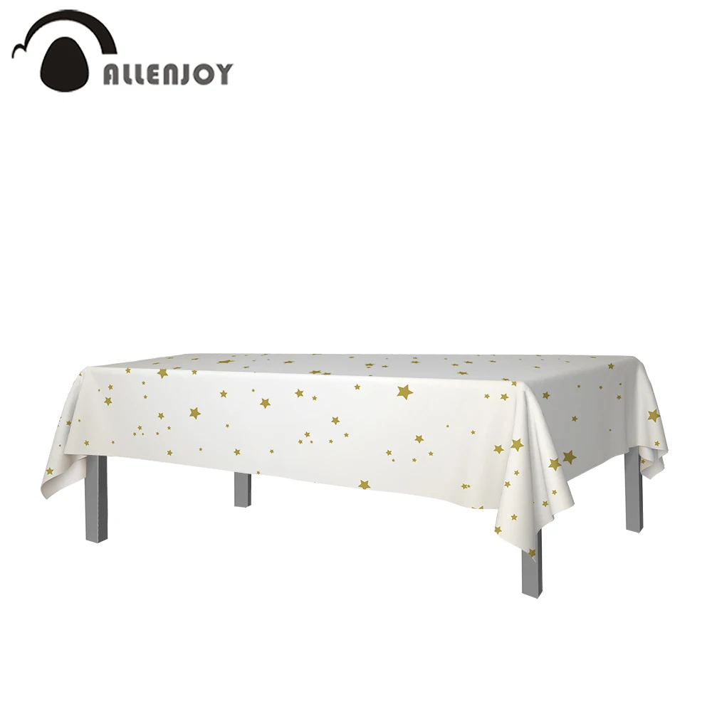 Allenjoy Golden Color Tablecloth Dots Stars Striped Waterproof