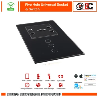 

Wifi Five Hole Universal Socket & Switch Remote Control Work with Google home Amazon Alexa 1 2 3 Gang 1 Way