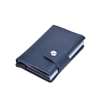 

BECOBECY RFID Genuine Leather Wallet 2020 Women Card Wallet Metal Mini Smart Card Holder Card Case Money Bag Mini Thin Pocket