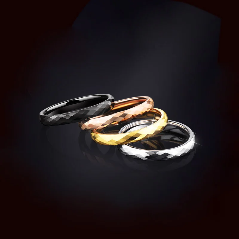 Men Simple Stacked Couple Rings, Black Rose Gold Tungsten 3mm Width, Fashion Jewelry, Customized, Free Shipping