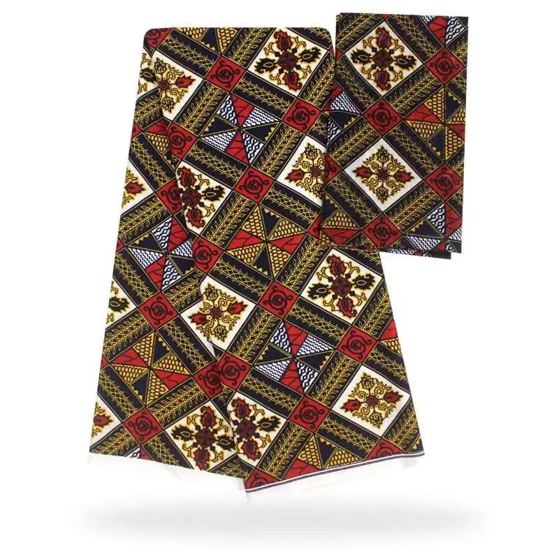 Лидер продаж, шелковая африканская ткань с принтом, 5 ярдов, нигерийская ткань с узором Анкара, черная и красная R африканская восковая дизайнерская шелковая ткань SM30