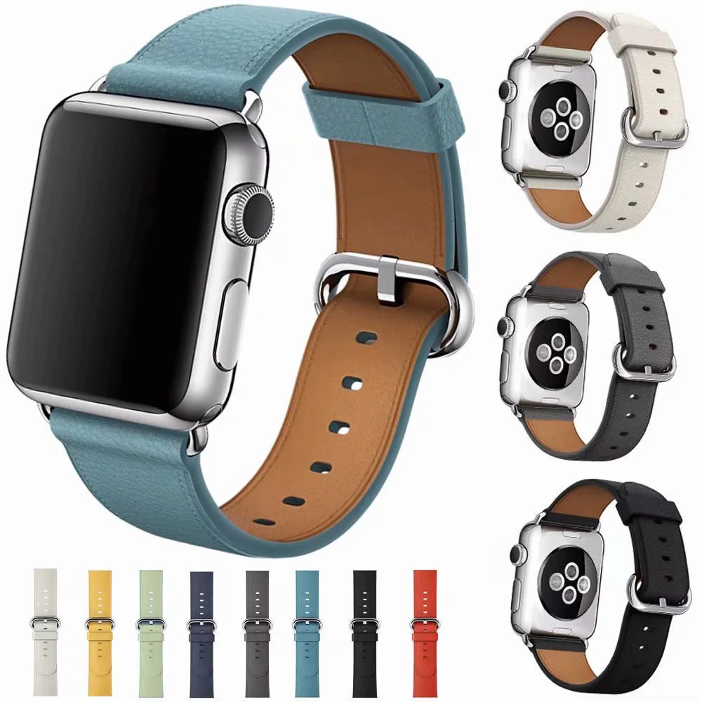 Ремешок для часов Samrt Apple Watch Band Series 6 SE 5 4 3 2 1 кожаный браслет 44 мм 38 42 40 | Наручные