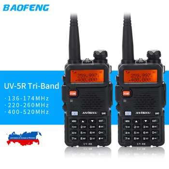 

2019 BaoFeng UV-5R Tri-Band BF-R3 UV-5RX3 Walkie Talkie 136-174Mhz 220-260Mhz 400-520Mhz Amateur Ham handheld Portable (2pcs)