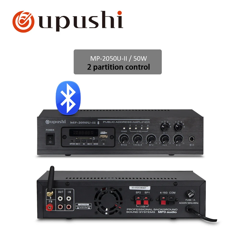 MP-2050U 50W Oupushi MP-2050U Bluetooth усилитель мощности профессиональная поддержка постоянного давления sd-карта и микрофонный вход - Цвет: MP-2050U 50W