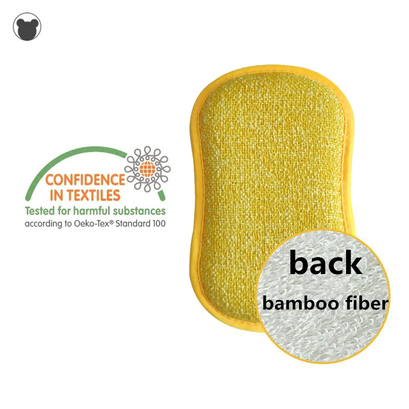 Kitchen Magic Sponge Brush Microfiber Cloth + Non-sticky Bamboo Fiber Double-sided Way Buffer Bathroom Scrub Cleaning Sponges | Дом и сад