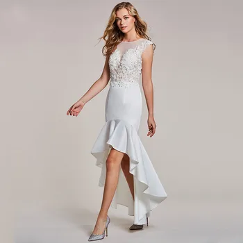 

BGW 31924ht Round Neck Mermaid Satin Mermaid Evening Dresses Sleeveless Illusion Zipper Back 2020 Abendkleider Lang Elegant